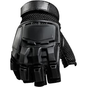 Military Airsoft Gloves Army Tactical Shooting Gloves Combat Men Outdoor Hiking Riding Anti-Slip Half / Full Finger Gloves (Color: Half Finger Black, size: L)