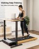 Wood Under Desk Treadmill, Walking Pad Treadmills for Home, Portable Treadmill with LED Display and Remote Control, Installation-Free Jogging Machine